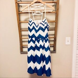 Moon blue and white chevron halter dress ⭐️